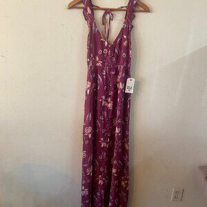 BILLABONG MEDIUM BURGUNDY MAXI FLORAL DRESS